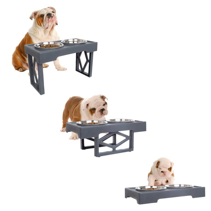 PETMAKER Elevated Dog Bowl Stand - Adjustable Stand and Dog Bowls