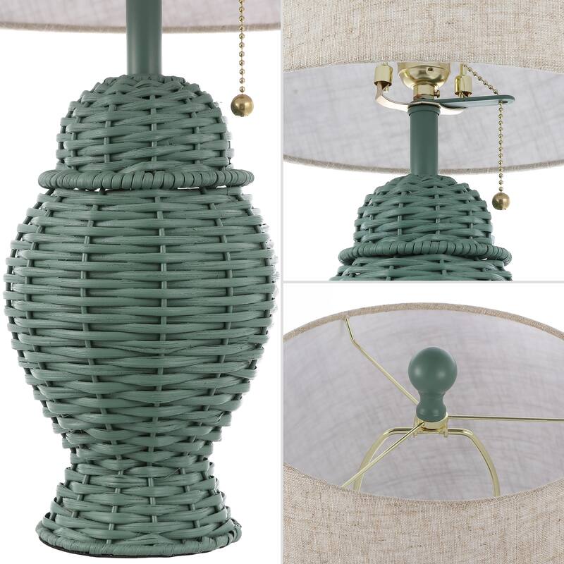 Hunter Wicker 20.5" Bohemian Rustic Iron LED Table Lamp, by JONATHAN Y