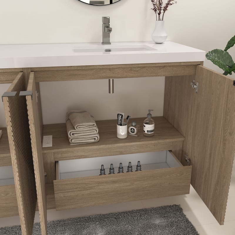 Milano 72" Freestanding Bathroom Vanity with Double White Sink