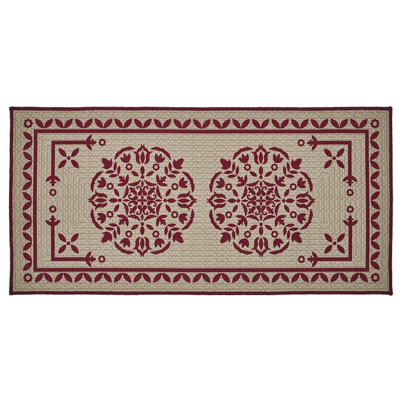 Custom House Burgundy Tan Jacquard Polyester Bathmat