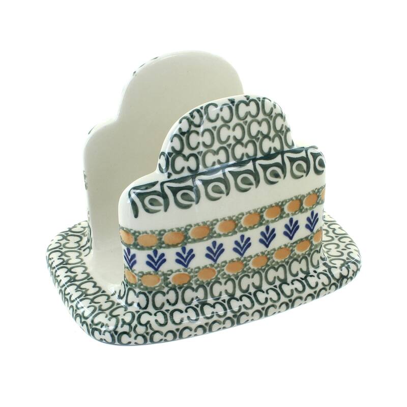 Blue Rose Polish Pottery 487 Ceramika Artystyczna Napkin Holder