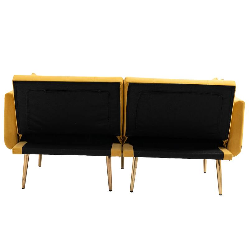 65.35" Velvet Futon Sofa Bed with Adjustable Backrest