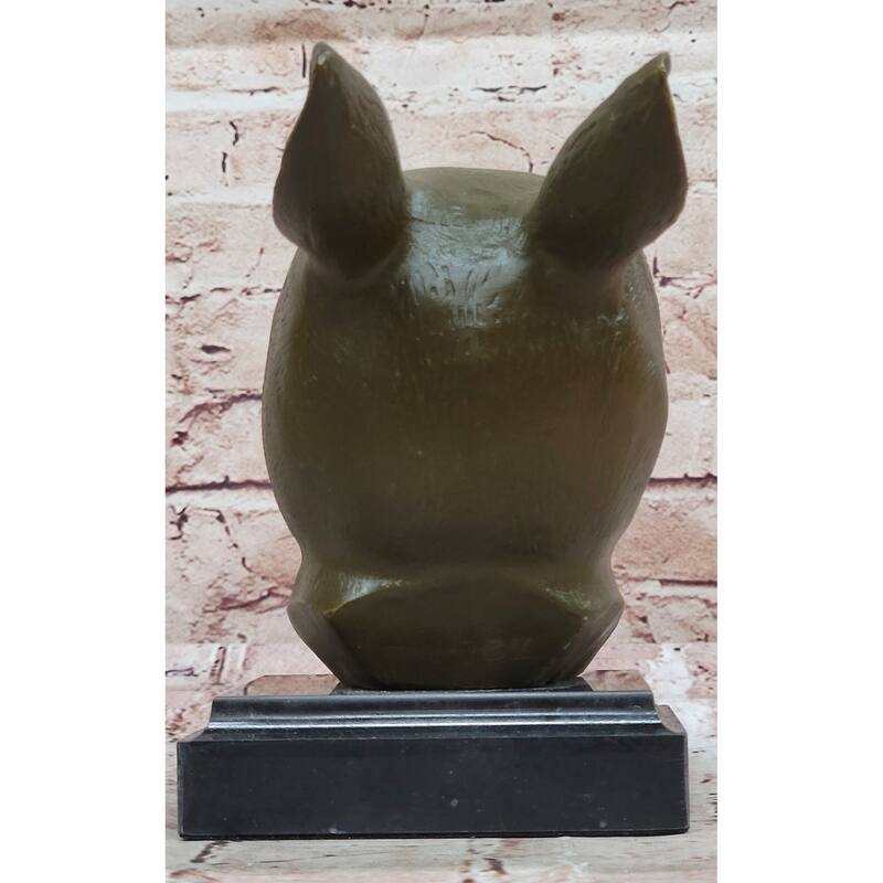 Bronze Rabbit Hare Head Statue Realistic Wildlife Sculpture Decor