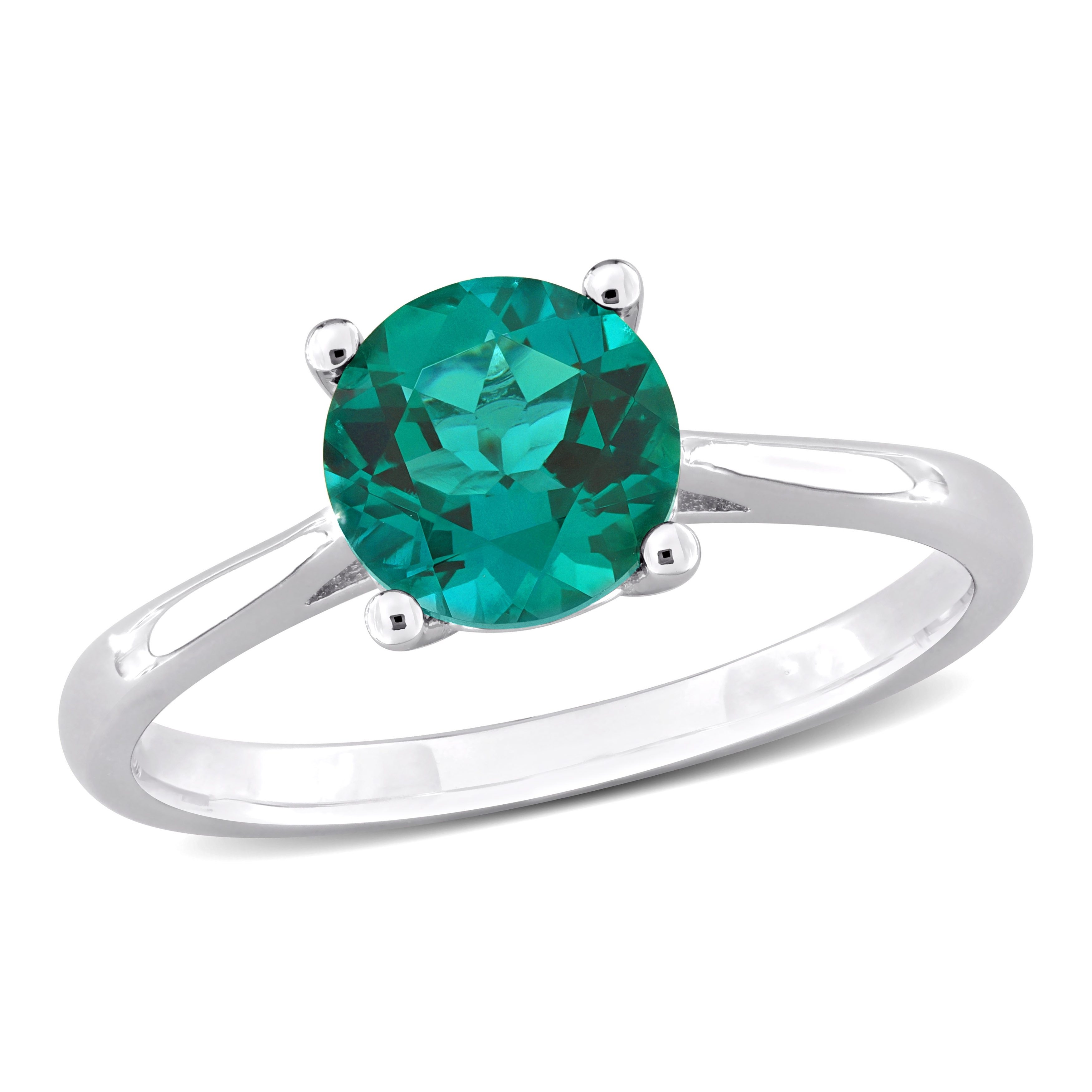 Miadora 1 1/7ct TGW Created Emerald Solitaire Ring Sterling Silver