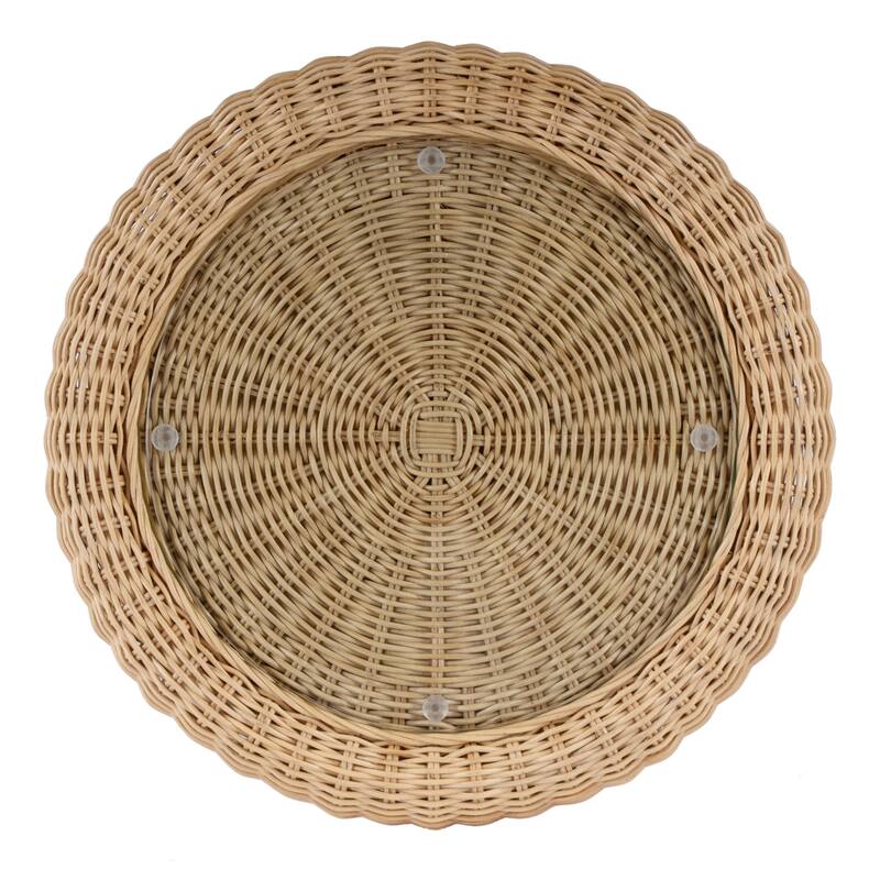 Flora Rattan Scalloped End Table