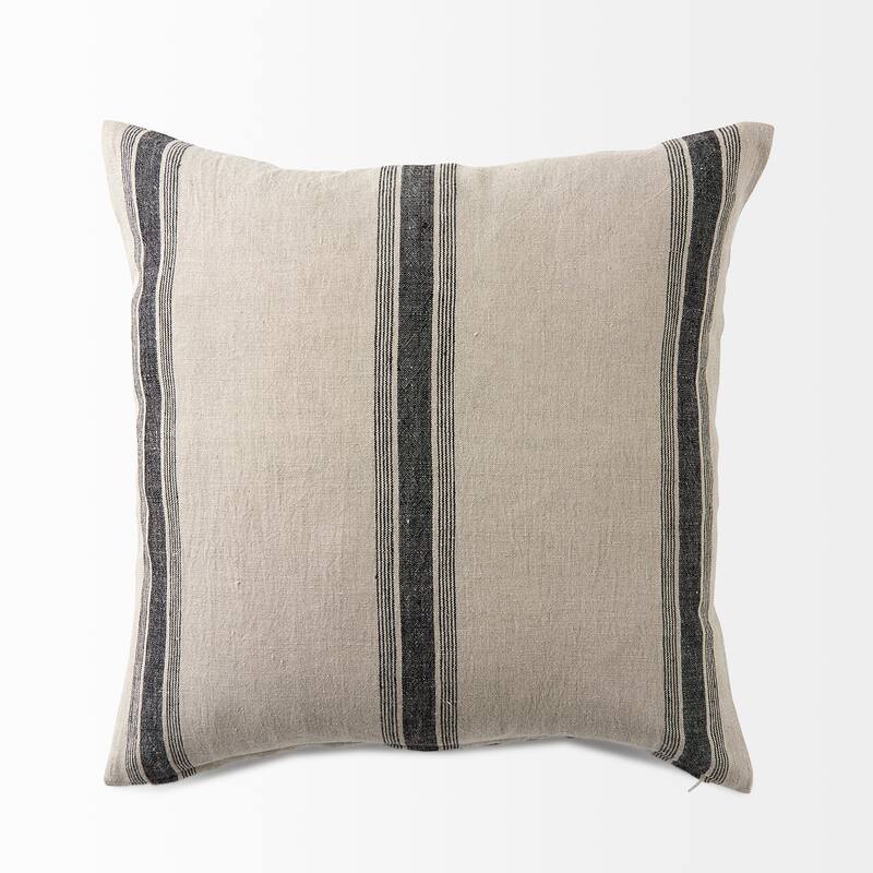 Hattie 13L x 21W Beige and Black Fabric Striped Decorative Pillow Cover