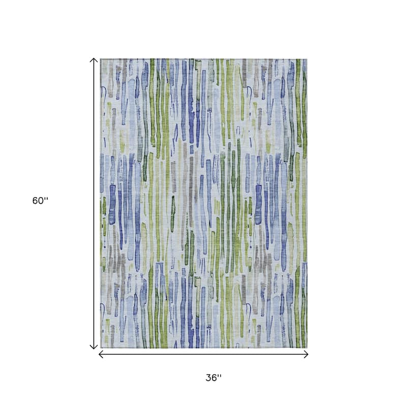 HomeRoots Striped Modern Rectangle Outdoor Rug