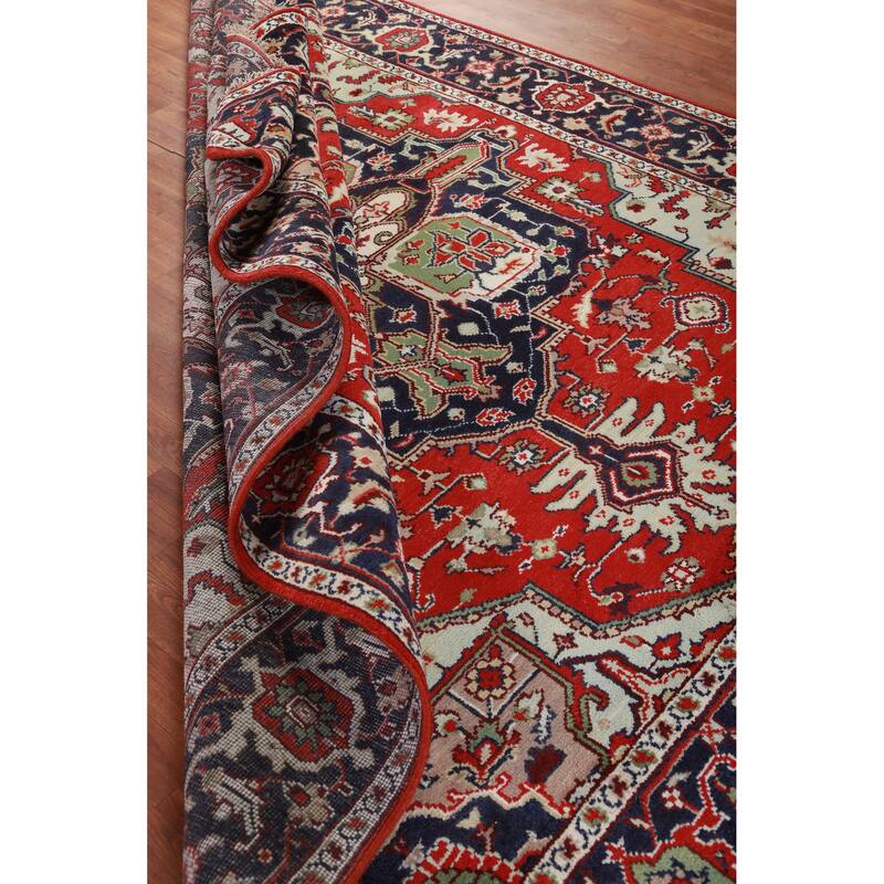 Hand Knotted Oriental 100% Wool Carpet Traditional Medallion Red Heriz (serapi) Area Rug - 10' 0'' X 7' 11''
