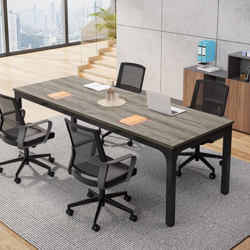 Rectangle 13FT Large Conference Table Set of 2, 78.74-Inch Meeting Seminar Table, Long Business Table