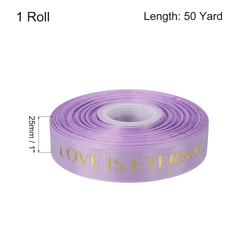 1" 50 Yard Valentine Printed Ribbon Wedding Favor Grosgrain Ribbons - Purple - 1"