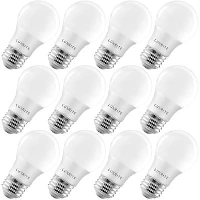 Luxrite A15 LED Light Bulb, 40W Equivalent, Dimmable, 600 Lumens, Enclosed Fixture Rated, Energy Star, E26(12 Pack)