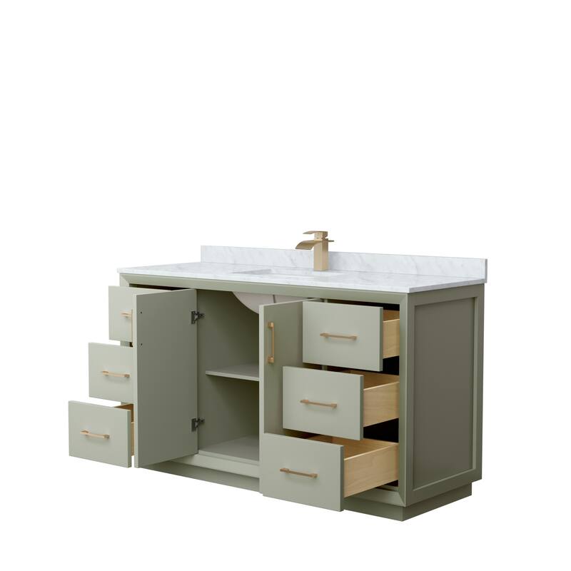 Strada 60-Inch Single Vanity Set, Carrara Marble Top