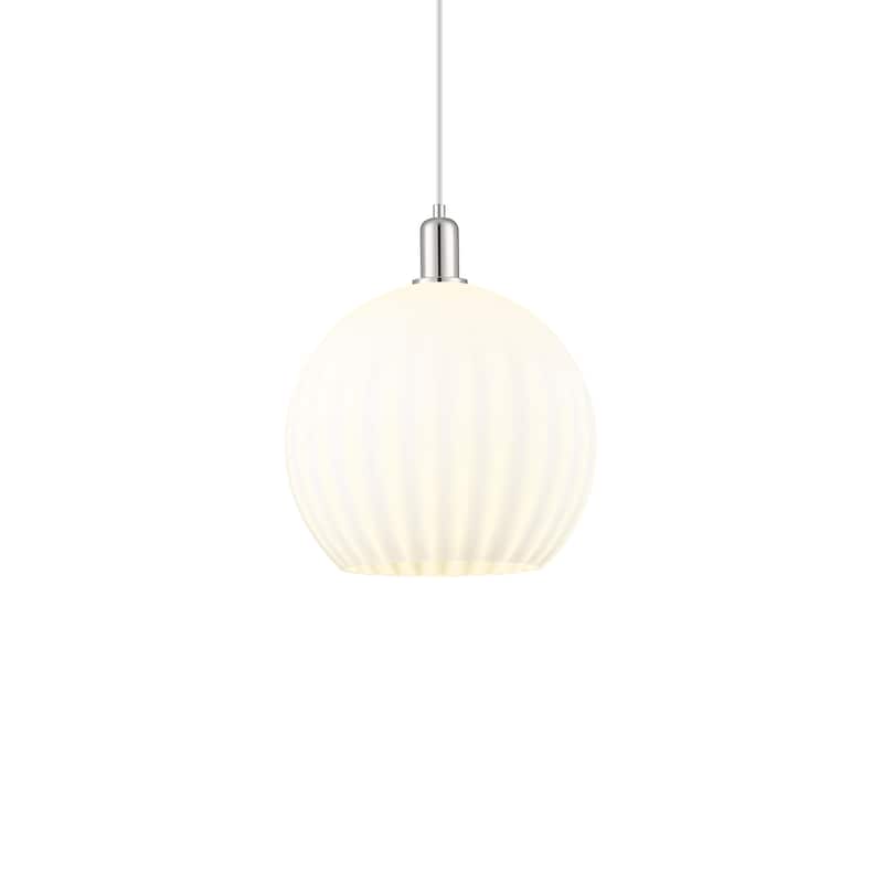 Innovations Lighting 716-1P-18-14 White Venetian Pendant White - Polished Nickel / White Venetian