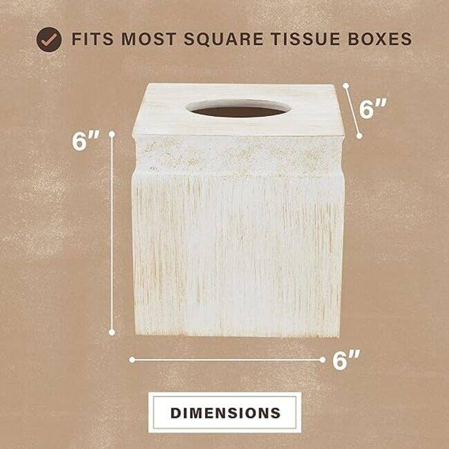 Creative Scents Rustic Luxe Beige Square Tissue Box Cover - Rustic Luxe - Rustic Luxe
