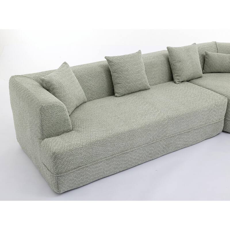 Minimalist Boucle Modular Sofa, Comfortable 3-Seater with Reversible Sectional Design, Ideal for Living Room