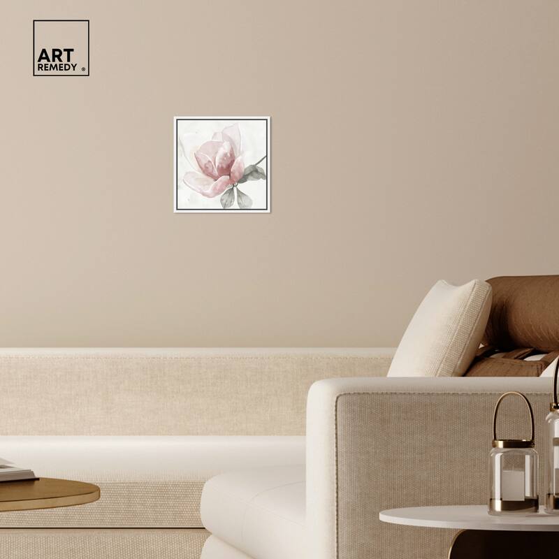 Art Remedy Faded Blush Rose Framed Floral Fine 1 Piece Canvas Wall Art
