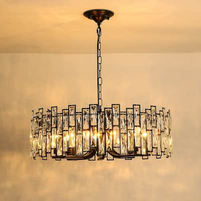 Starsky 8-Light 24in. Modern Crystal Drum Ceiling Lights Round Chandelier