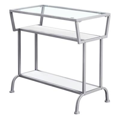 24” Modern Clear Glass Console Table with Silver Legs Narrow Entryway or Sofa Table with Storage - 24”L x 12”W x 22”H