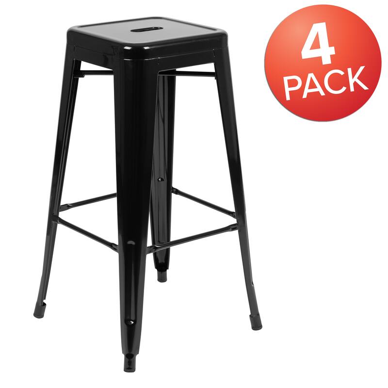 Metal 30-inch High Indoor Stackable Bar Stool (Set of 4)