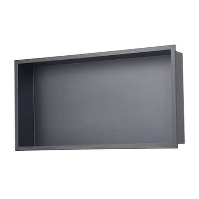 Black Stainless Steel Waterproof Shower Box with Seamless Welded Edges and 92 Drain Design - 4 x 13 x 25 inches
