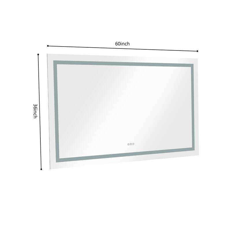 LED Backlit Frameless Bathroom Vanity Mirror with Anti-fog - 60x36