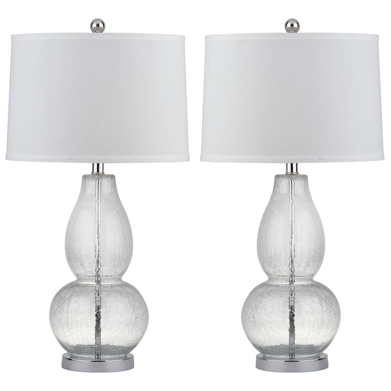 SAFAVIEH Lighting Larissa 28.5 Inch Clear Crackle Double Gourd Lamp (Set of 2)