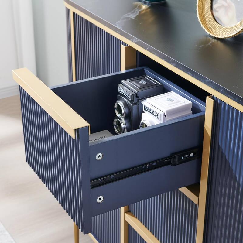 54" Modern Fluted Buffet Cabinet, Buffet Table, Coffee/Wine Bar