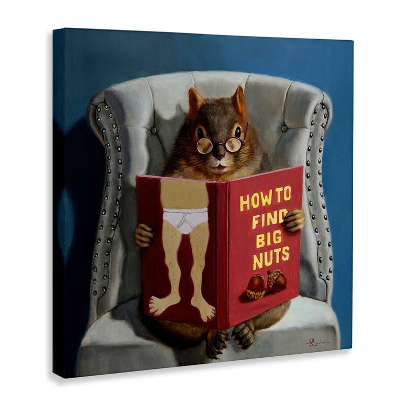 Stupell Squirrel Reading Red Book on Chair Sassy Humor Canvas Wall Art