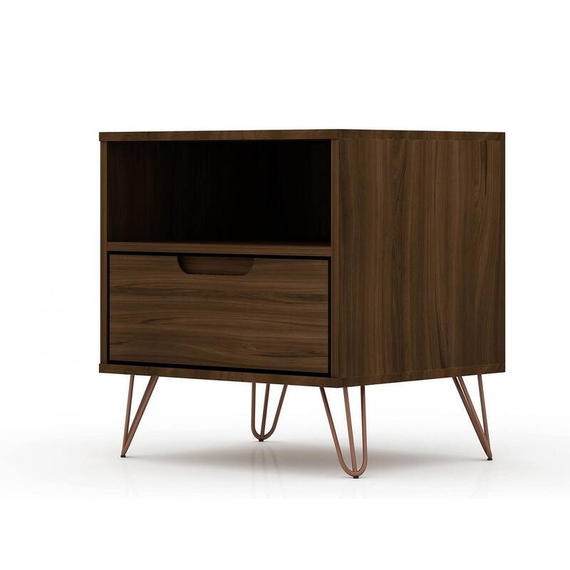 Manhattan Comfort Rockefeller 1-Drawer Nightstand (Set of 2)