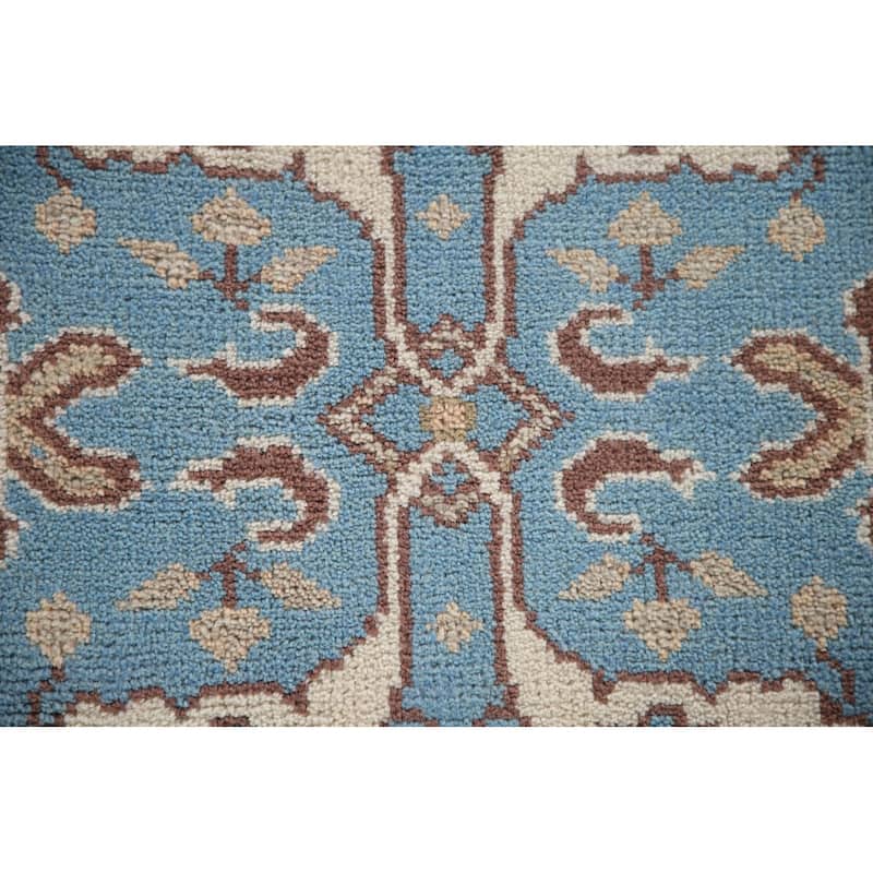 Light Blue Oushak Oriental Runner Rug Handmade Wool Carpet - 2'6"x 9'9"