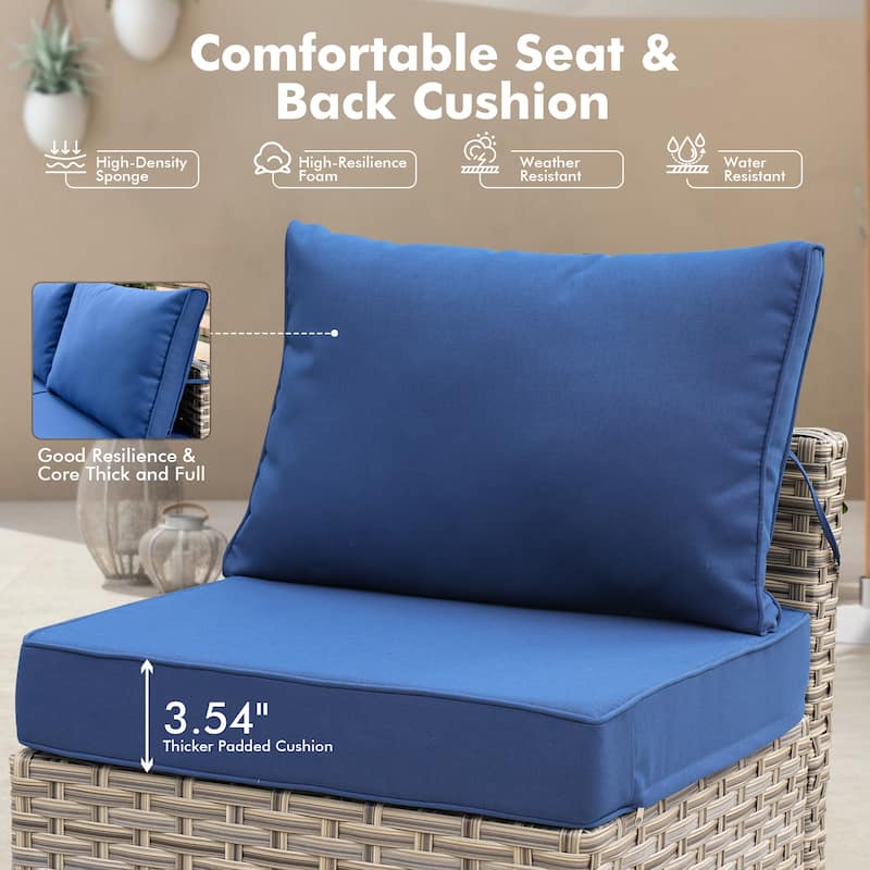 OVIOS 5 Pieces Outdoor Wicker Furniture Set With Solar-Powered Coffee Table