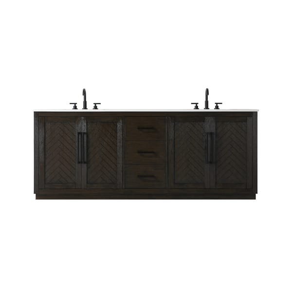 slide 2 of 11, Elegant Lighting VF29084D Chase 84" Free Standing Double Basin Vanity Chocolate Oak
