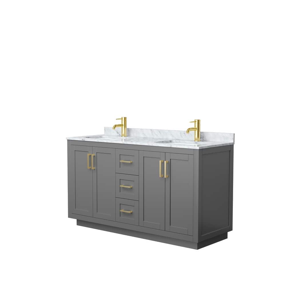 Miranda Double Vanity Set, White Carrara Marble Top, No Mirror