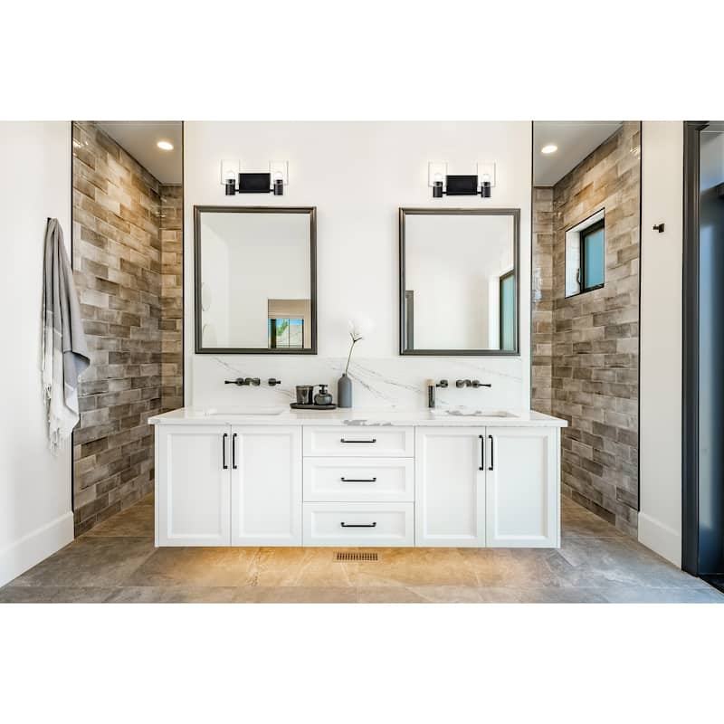 Clarksville 2 Light Vanity Matte Black with Clear Glass