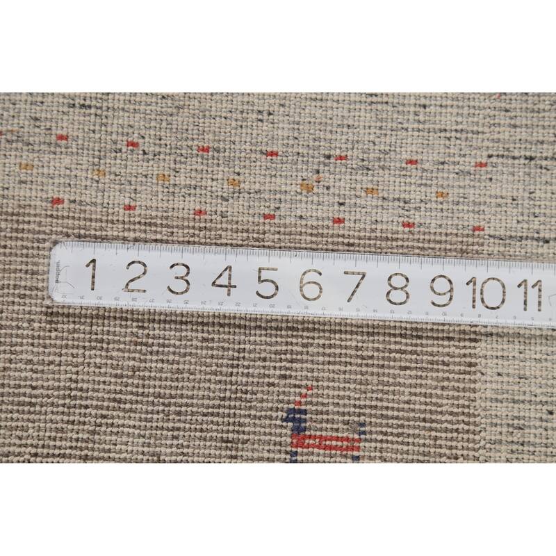 Striped Gabbeh Indian Area Rug Handmade Oriental Grey Wool Carpet - 6'9"x 8'2"