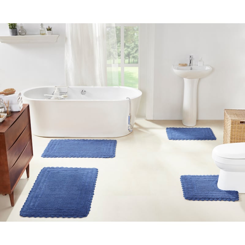 Better Trends Bath Rugs Set 100% Cotton Soft & Water Absorbent Tufted Bathroom Rug for Shower, Sink Bath Mats Lilly Crochet