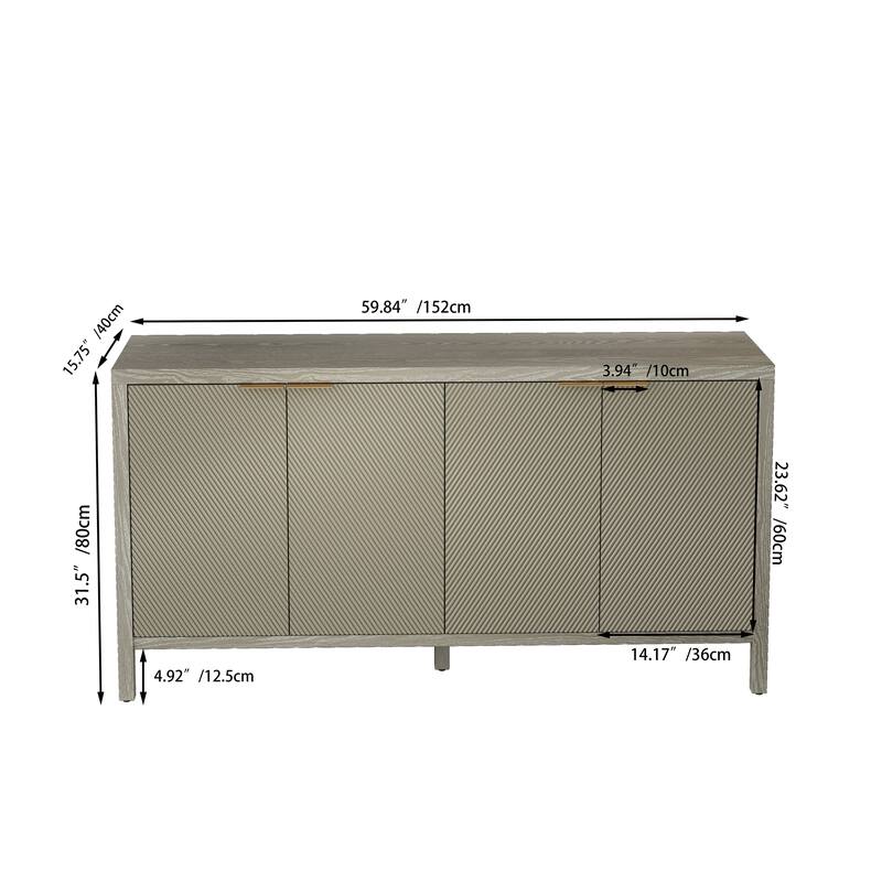Sideboard Buffet Cabinet with 4 Doors, Console Table with Adjustable Shelves, Storage Cabinet with Wooden Legs