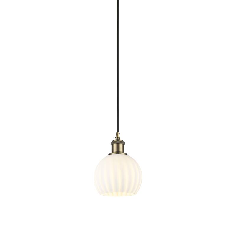 Innovations Lighting 516-1P-8-6 White Venetian Pendant White Venetian - Antique Brass