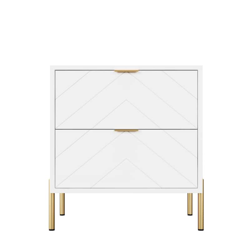 Clihome Modern 2-Drawer Storage Nightstand
