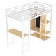 preview thumbnail 16 of 34, Twin Size Metal Loft Bed Frame with Desk, Wardrobe And Storage Shelves Under The Bed