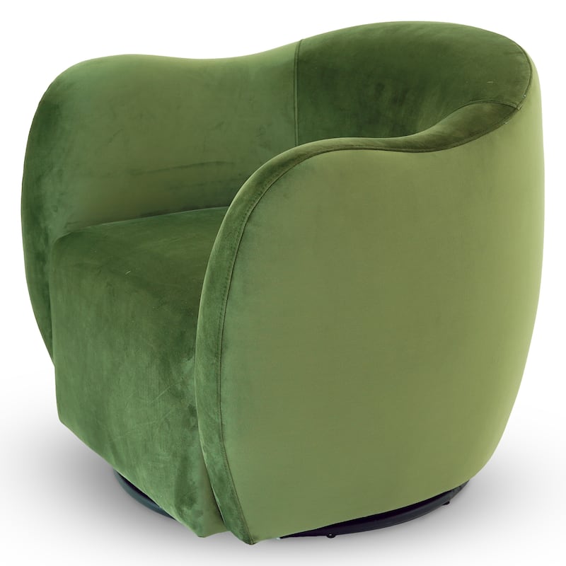 Adeline Mid-Century Modern Upholstered Swivel Chair in Green Velvet