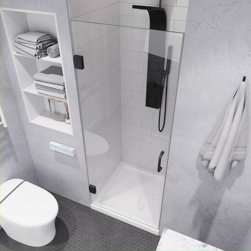 ANZZI Fellow 24" x 70" Frameless Hinged Shower Door in Gunmetal