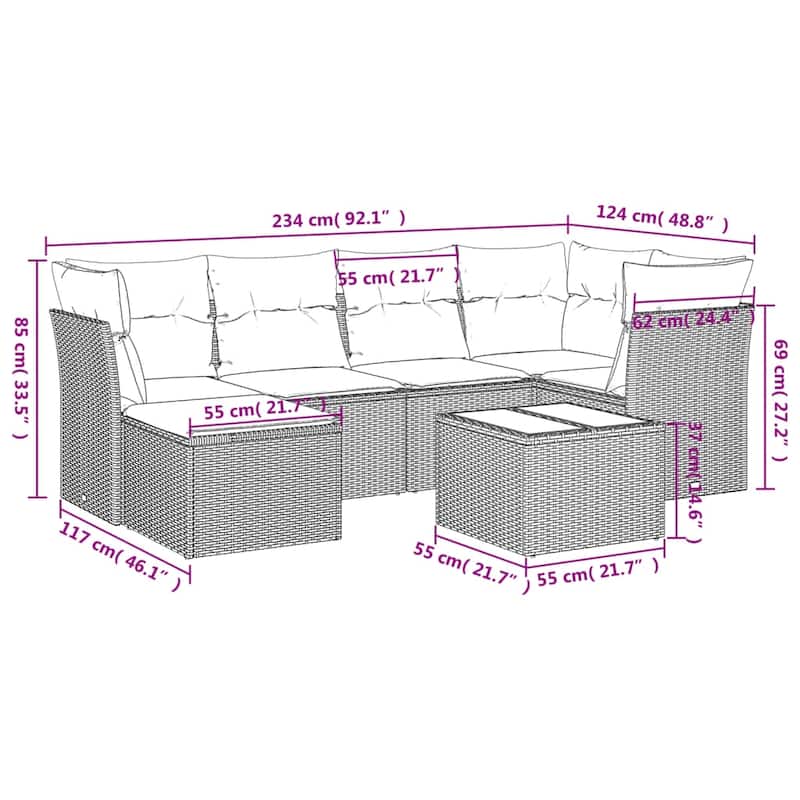 vidaXL Garden Sofa Set Black