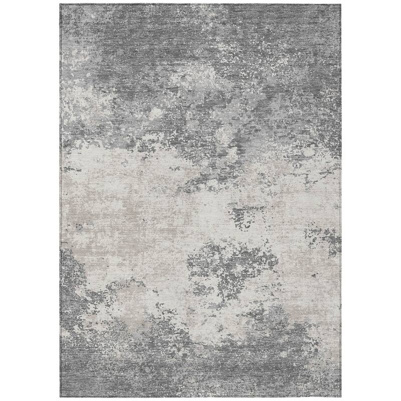 Machine Washable Indoor/ Outdoor Abstract Pixels Chantille Rug