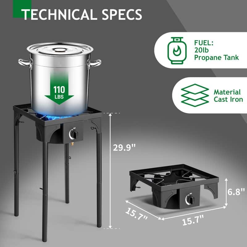 Outdoor Burner Gas Stove Cooker Portable Cast For Outdoor Patio Cooking