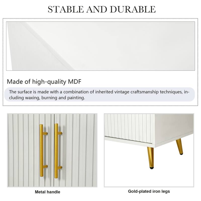 Elegant Sideboard Buffet Cabinet with Gold-Plated Legs & Antique Handles for Stylish Storage
