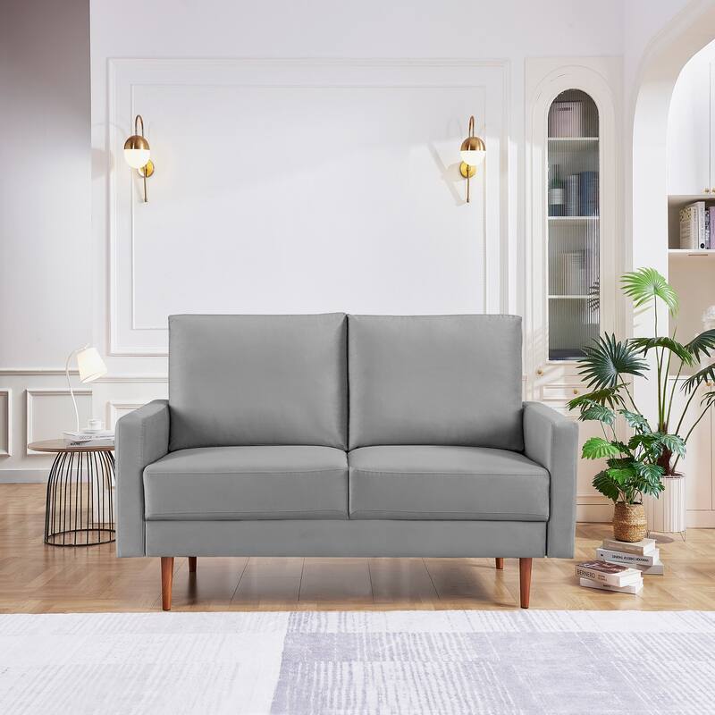 57 Inch Wide Upholstered Loveseat with Square Arms - N/A