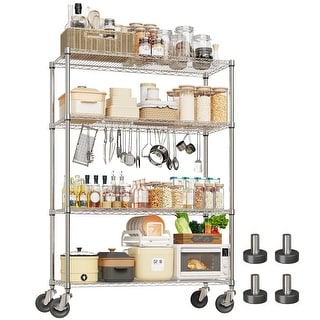 4-Tier Wire Shelving Unit 47.2x17.7x70.9in Adjustable Heavy Duty Rack with Wheels NSF Chrome for Kitchen Garage
