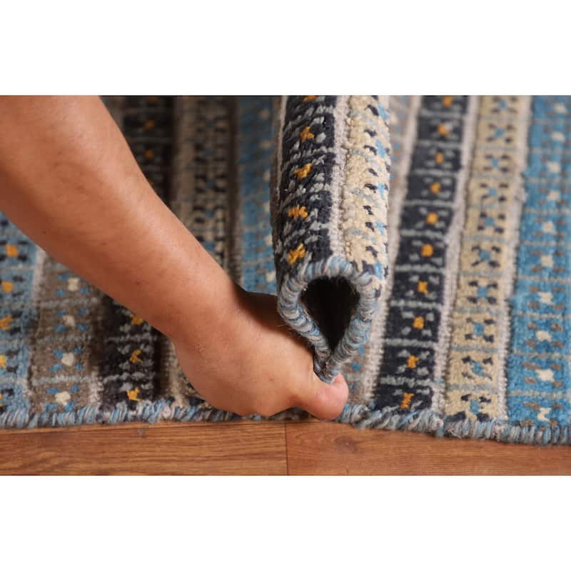 Striped Moroccan Oriental Area Rug Handmade Wool Carpet - 8'1" x 10'3"
