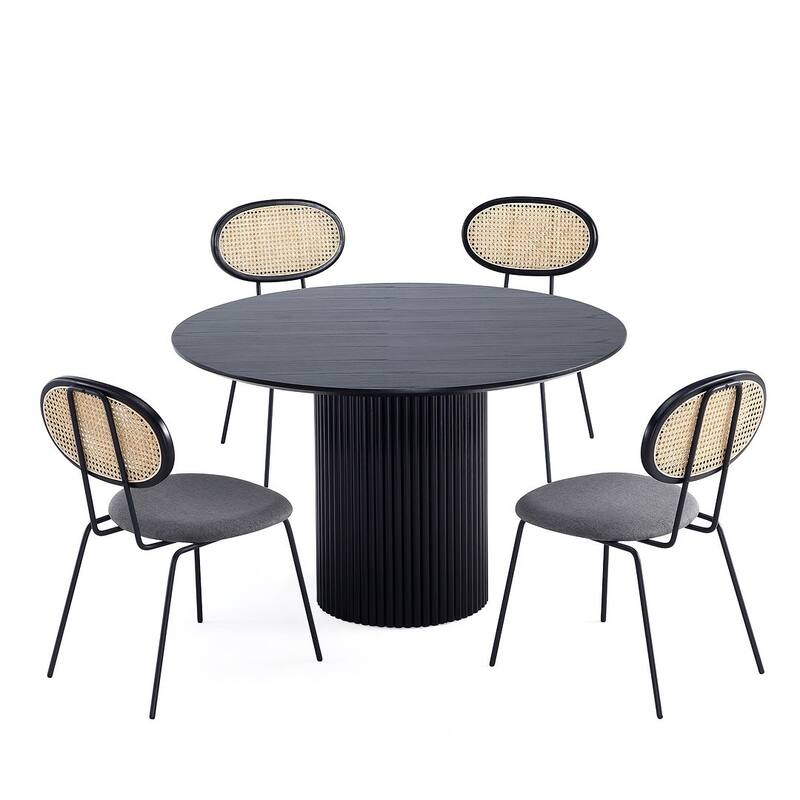 Manhattan Comfort 5-Piece Hathaway Jardin Modern 47.24 Solid Wood Round Dining Set